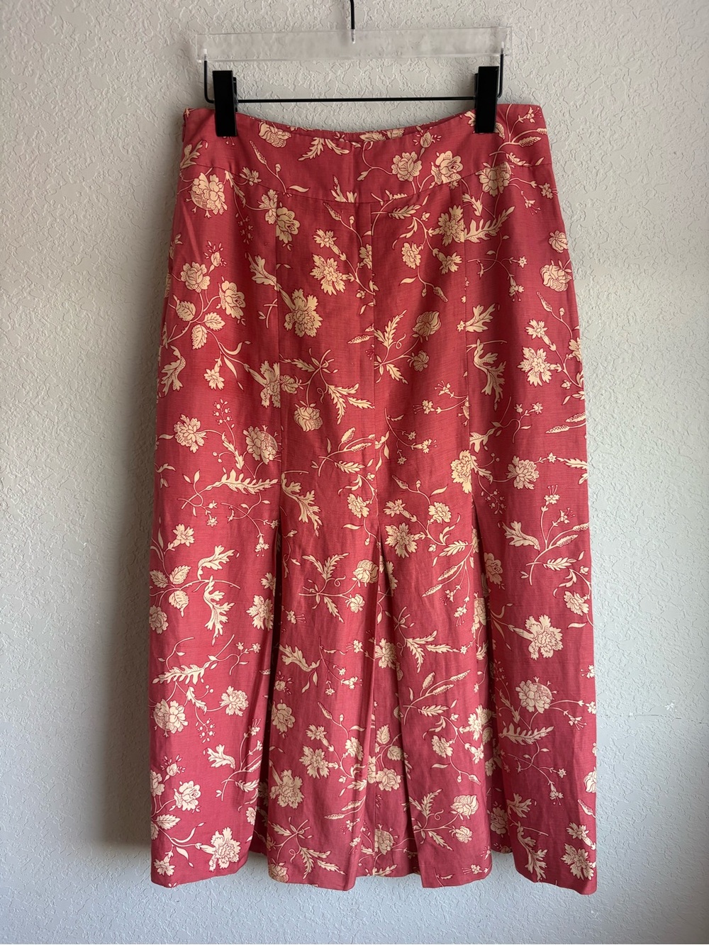 Sundance Silk Linen Floral Midi Skirt Pink Cream Women’s Size 8